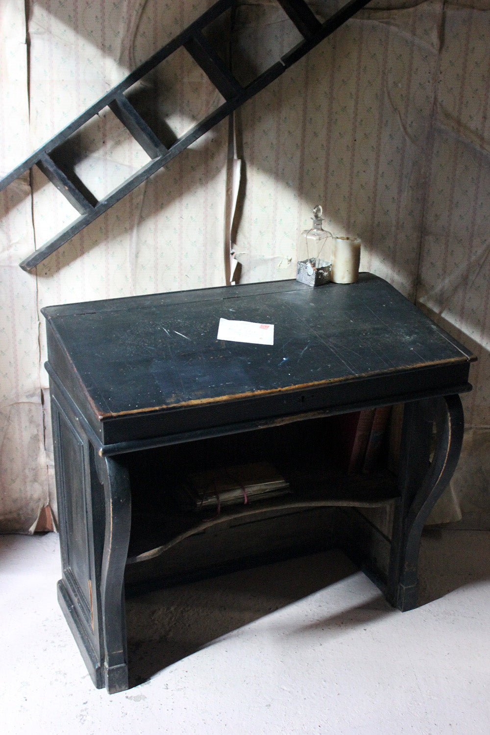 A French Louis-Philippe Period Black Painted Clerk's Desk c.1850