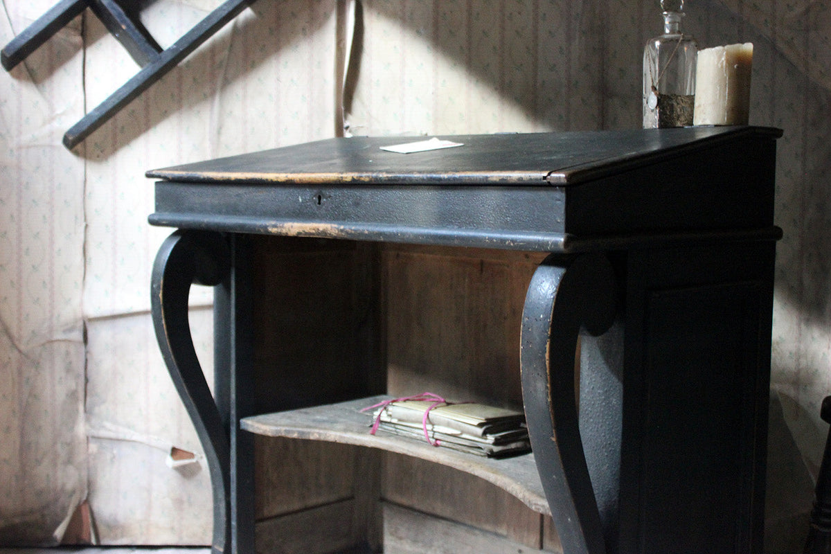 A French Louis-Philippe Period Black Painted Clerk's Desk c.1850