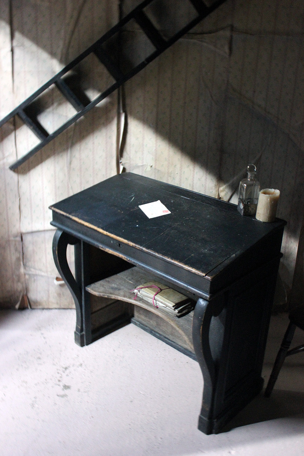 A French Louis-Philippe Period Black Painted Clerk's Desk c.1850
