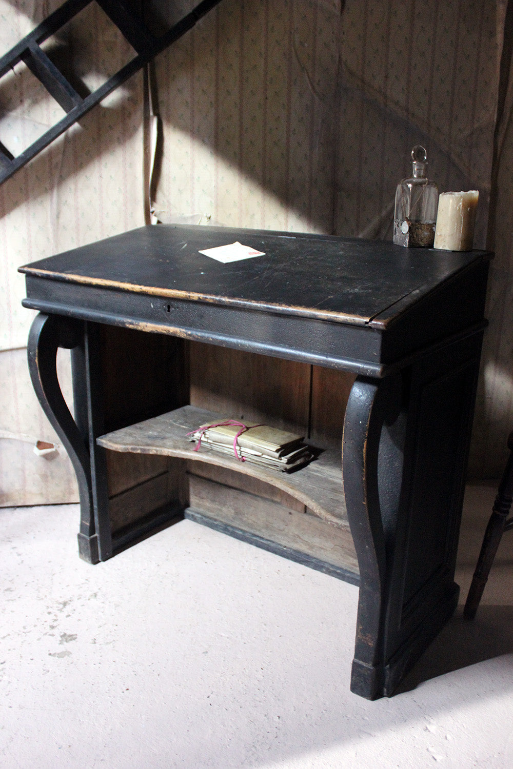 A French Louis-Philippe Period Black Painted Clerk's Desk c.1850
