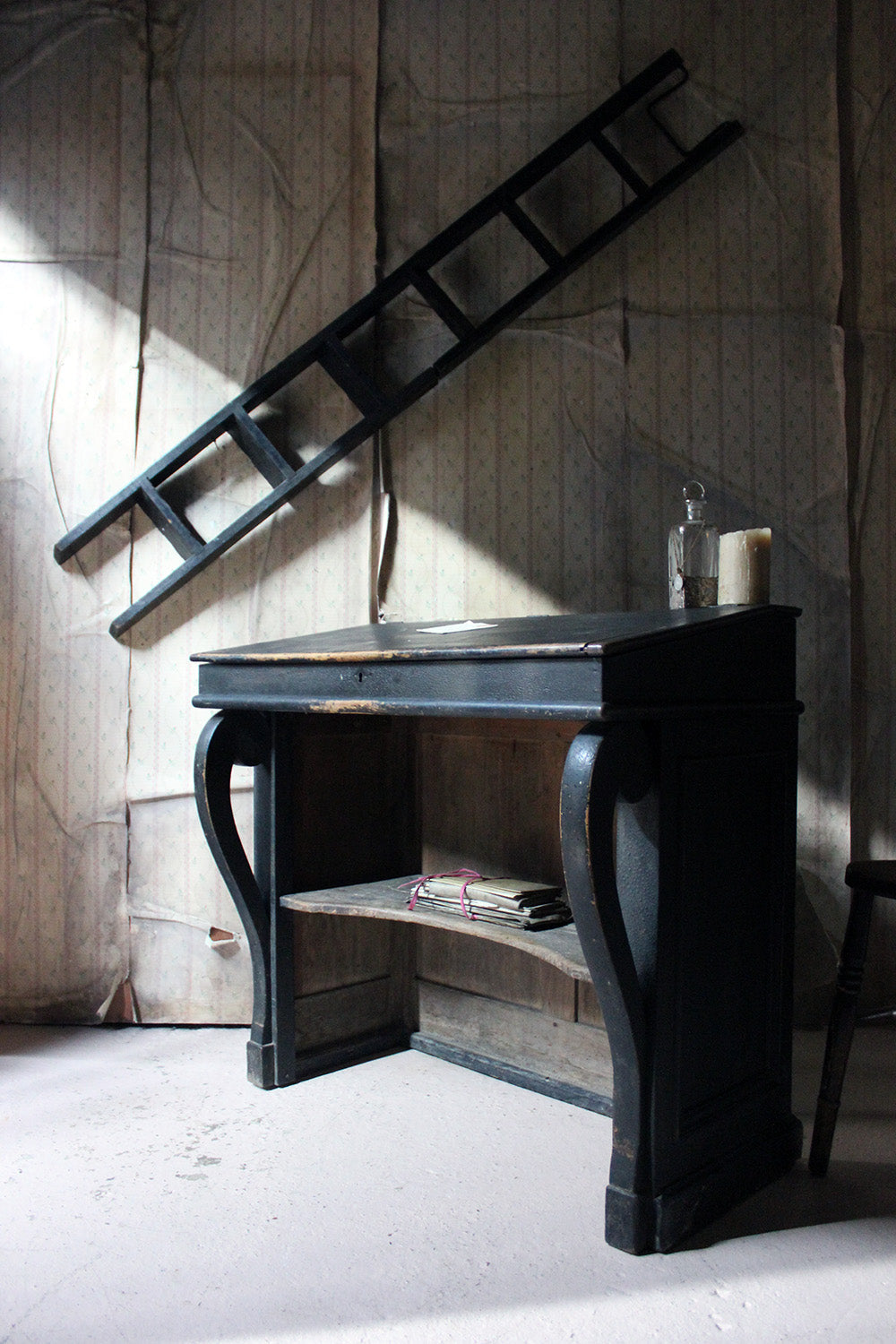 A French Louis-Philippe Period Black Painted Clerk's Desk c.1850