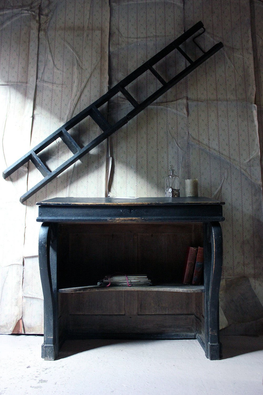 A French Louis-Philippe Period Black Painted Clerk's Desk c.1850