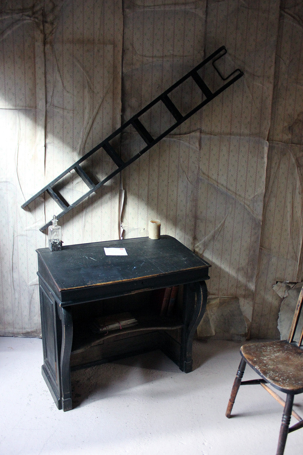 A French Louis-Philippe Period Black Painted Clerk's Desk c.1850