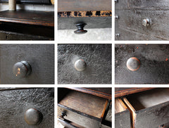 A Fabulous Large c.1850 Black Painted Pine Chest of Drawers