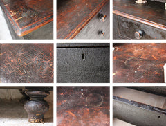A Fabulous Large c.1850 Black Painted Pine Chest of Drawers