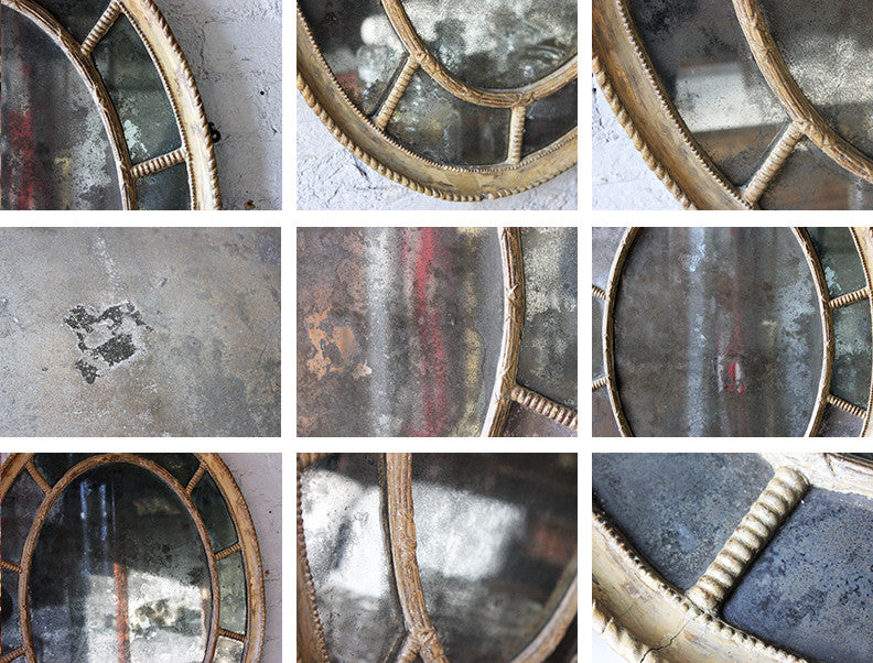A Beautiful Regency Period Giltwood & Gesso Sectional Oval Wall Mirror c.1815