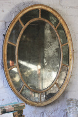 A Beautiful Regency Period Giltwood & Gesso Sectional Oval Wall Mirror c.1815