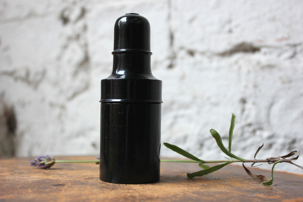 A Fine c.1910 Turned Ebony Perfume Holder & Bottle