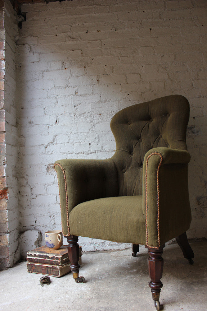 A Good George IV Regency Period Upholstered Wingback Armchair c.1820