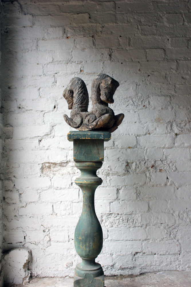 A Decorative Softwood Chip-Carving of Two Seahorses