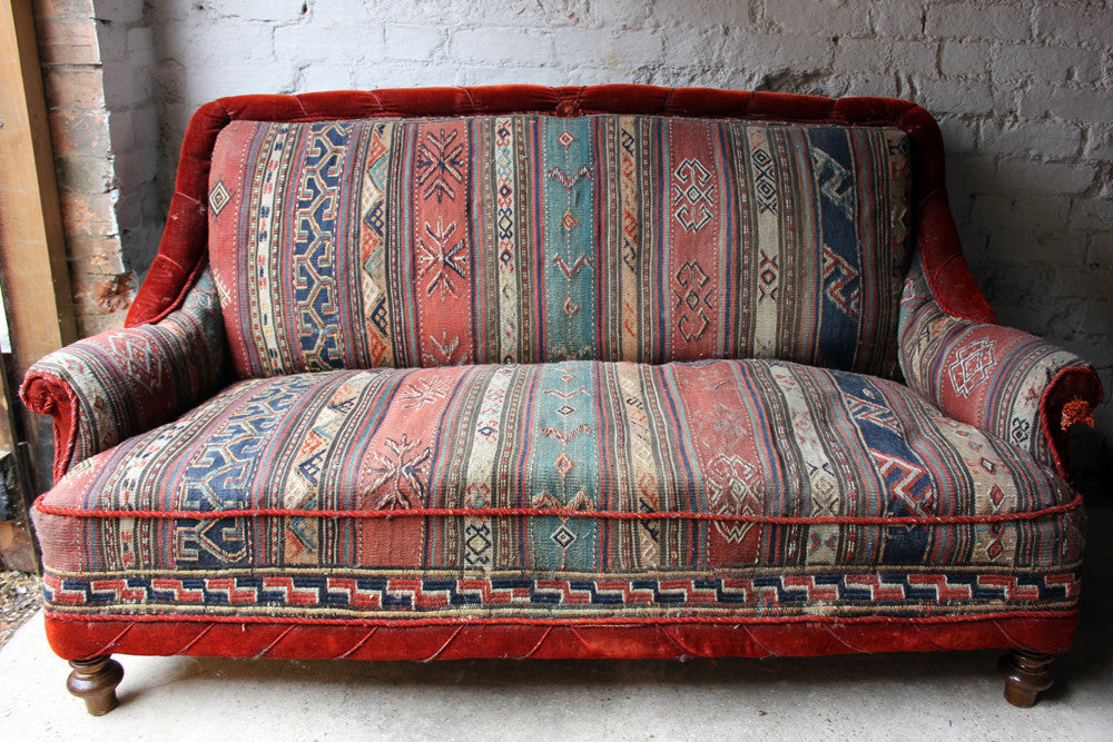 A Good c.1940 Two Seater Kelim Upholstered Sofa