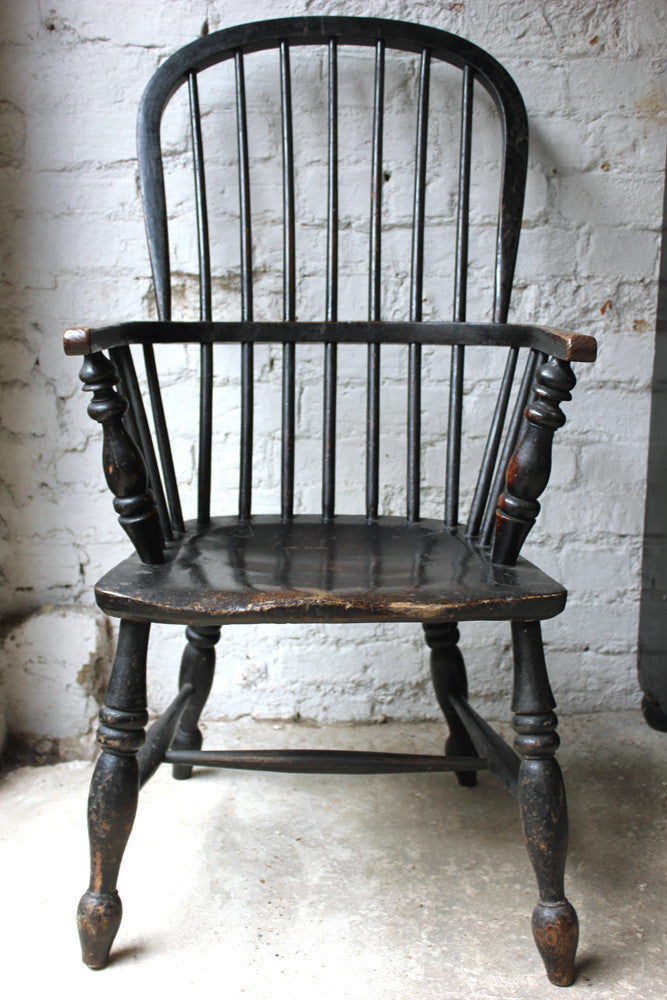 A Good Black Painted Stick-Back Windsor Armchair c.1820