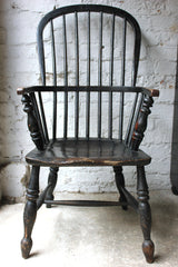 A Good Black Painted Stick-Back Windsor Armchair c.1820