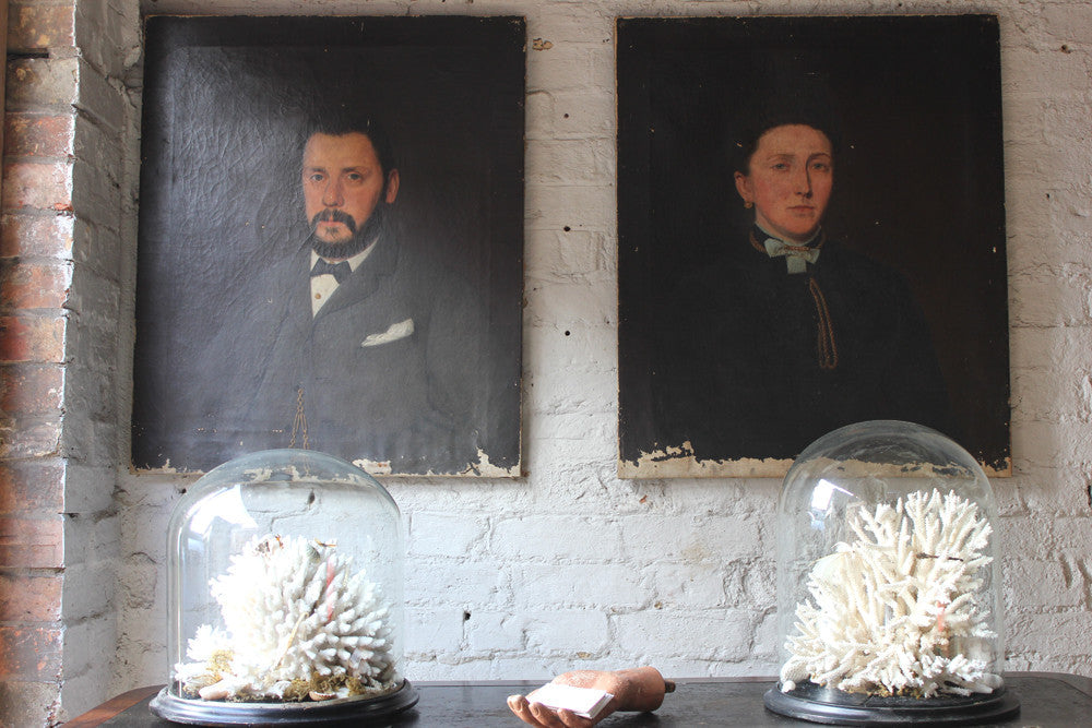 A Good Pair of c.1880 Irish School Provincial Oil on Canvas Portraits of a Gentleman & His Wife