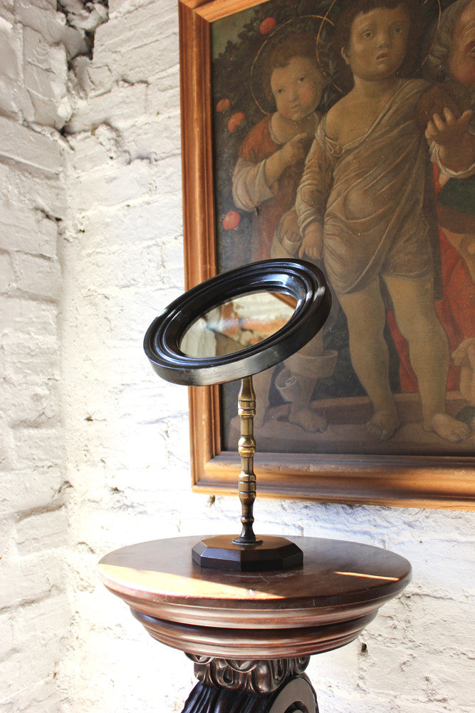 A Good Late 19thC Ebonised Gentleman's Shaving Mirror c.1880