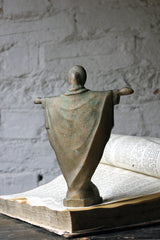 A Good Early 20thC Solid Bronze Figure of The Sacred Heart of Jesus Christ
