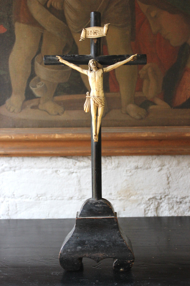 A Good c.1800 Carved Ivory Corpus Christi