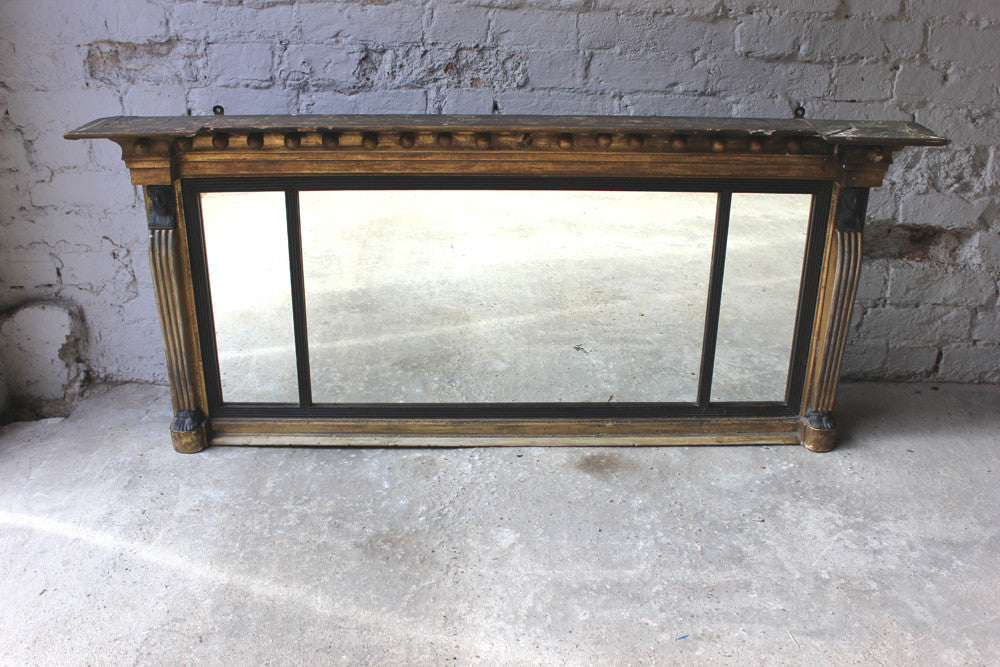A Fine Regency Period Gilt Gesso & Ebonised Egyptian Revival Overmantle Mirror c.1810