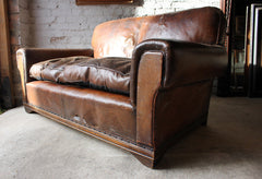 A Good c.1930 Art Deco Period Leather Club Sofa