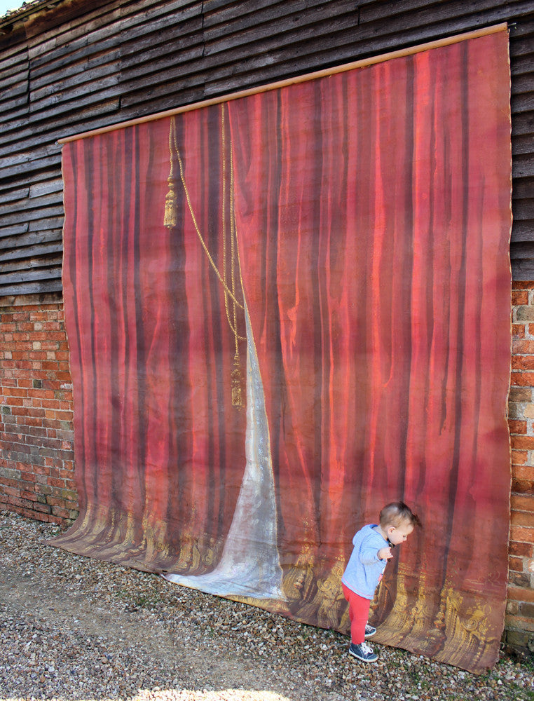 A Glorious c.1900 French Hand-Painted Theatre Canvas Backdrop