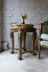 A c.1890 Chinese Marble Topped & Gilded Hardwood Occasional Table