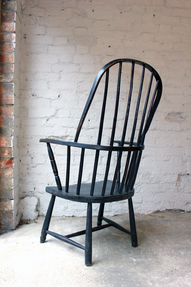 A Fine Black Painted Cornish Stick-Back Windsor Armchair c.1810