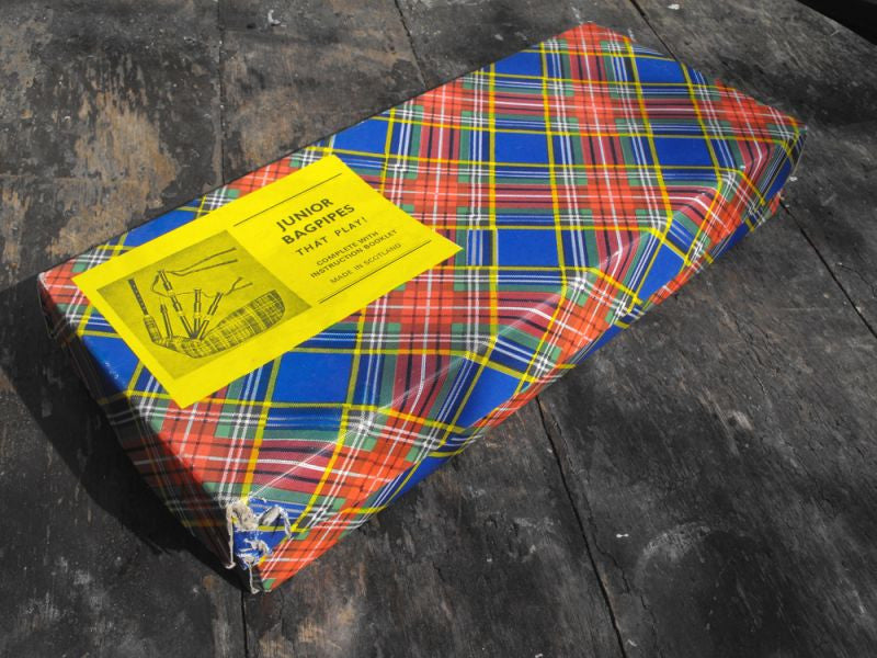 A Boxed Set of Vintage Child's Bagpipes by Monteiths of Glasgow