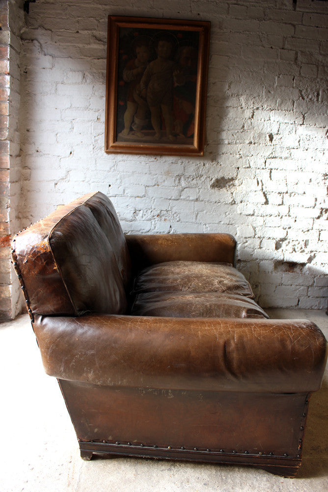 A Good c.1930 Art Deco Period Leather Club Sofa