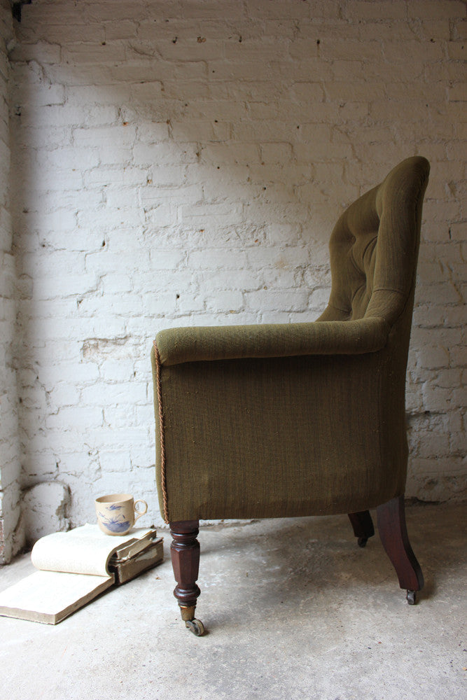 A Good George IV Regency Period Upholstered Wingback Armchair c.1820