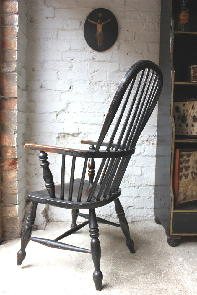 A Good Black Painted Stick-Back Windsor Armchair c.1820