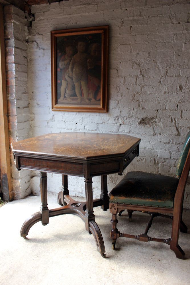 A Good Quality c.1882 Octagonal Victorian Oak Centre Table