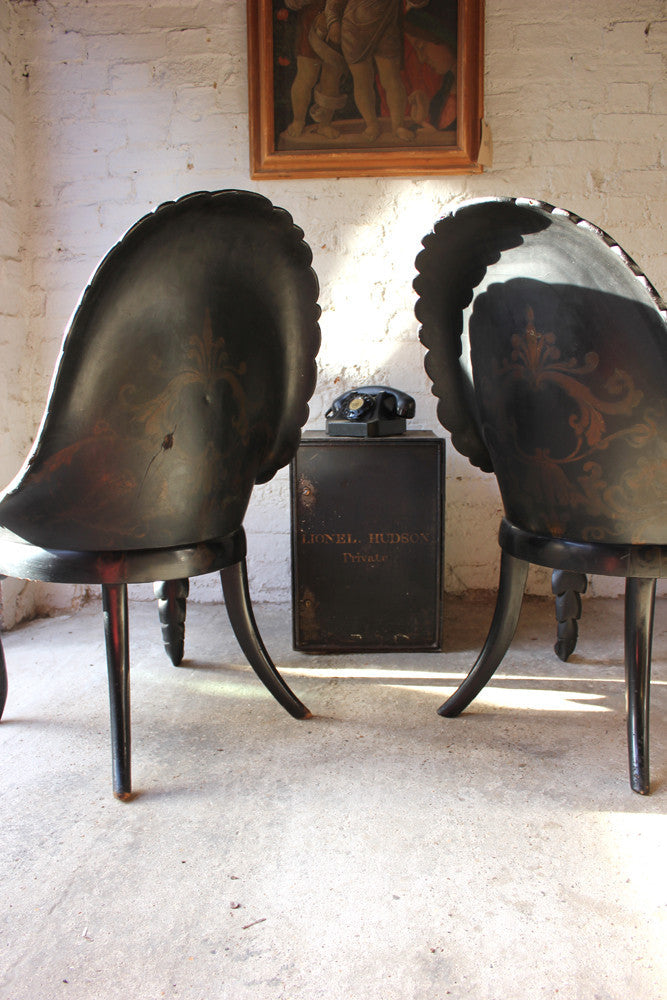 A Fine Pair of Early Victorian Japanned Papier-Mâché Side Chairs c.1844