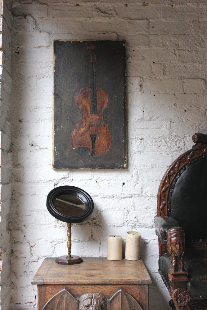 A Charming Late 19thC Oil on Canvas of a Violin