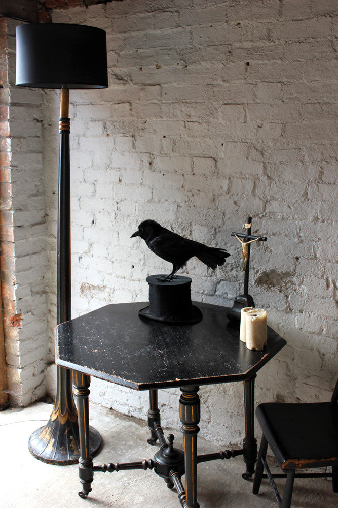 A Good c.1900 Black Japanned Chinoiserie Floor Lamp, From the Deanery, Durham