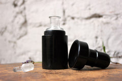 A Fine c.1910 Turned Ebony Perfume Holder & Bottle