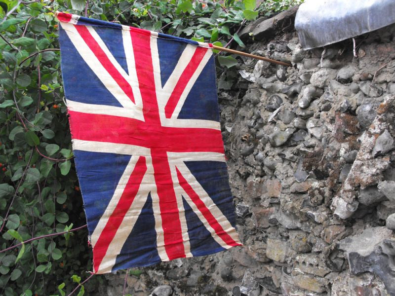 A Good British Vintage Printed Union Jack Flag on Pole