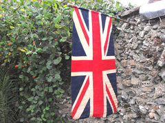 A Big Mounted British Vintage Printed Union Jack Flag on Pole