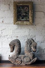 A Decorative Softwood Chip-Carving of Two Seahorses