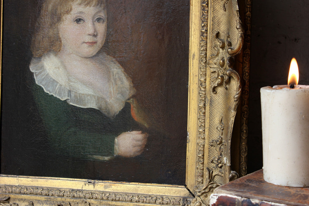 A Fine c.1760-90 English Provincial School Portrait of a Young Girl with a Robin