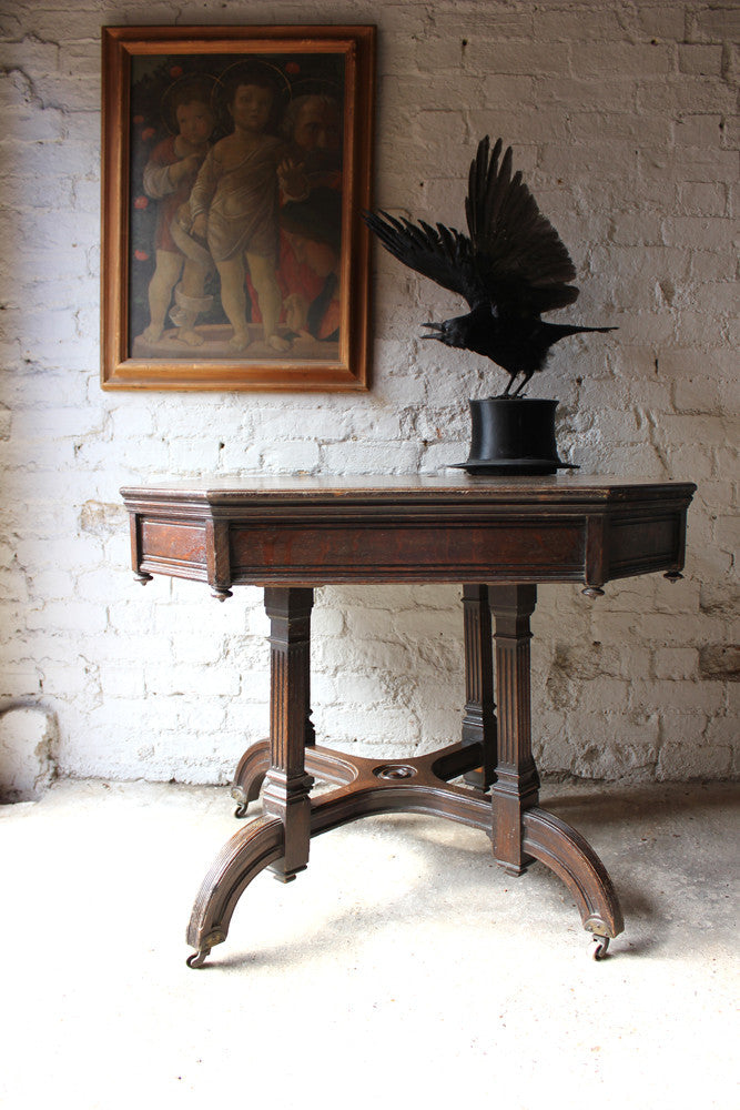 A Good Quality c.1882 Octagonal Victorian Oak Centre Table