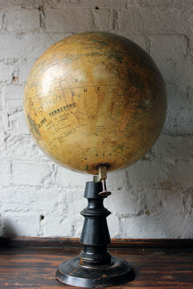 A Fine c.1895 French Terrestrial Table Globe; “Globe Terrestre” prepared by J FOREST, Paris