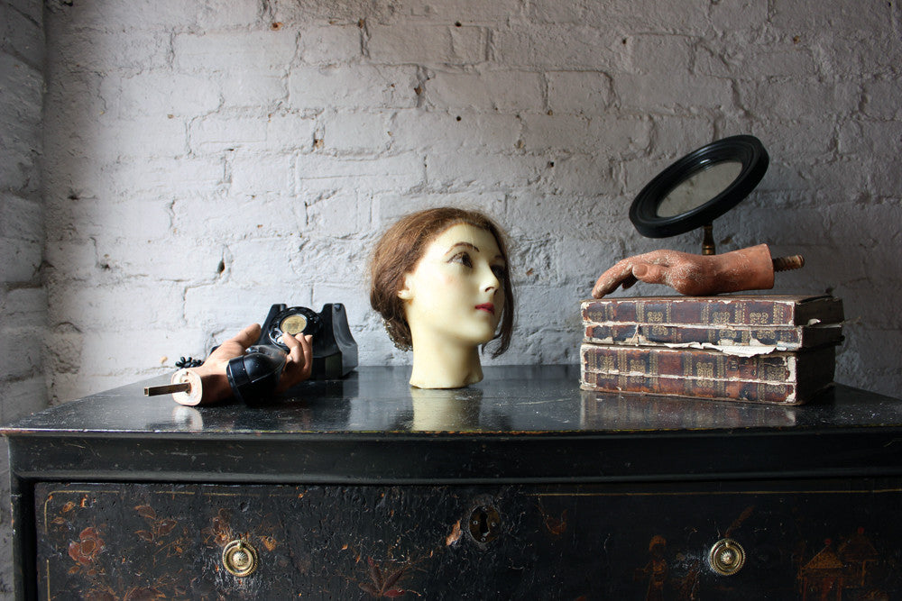 A Good French c.1890 Wax Shop Display Mannequin Head of a Lady