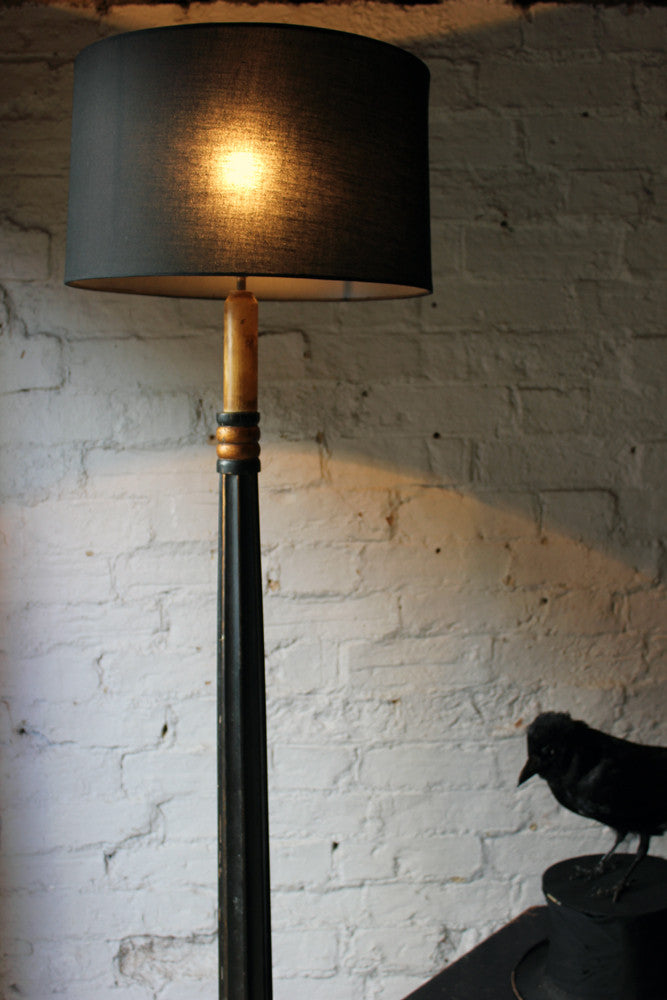 A Good c.1900 Black Japanned Chinoiserie Floor Lamp, From the Deanery, Durham