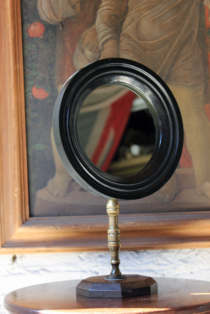 A Good Late 19thC Ebonised Gentleman's Shaving Mirror c.1880