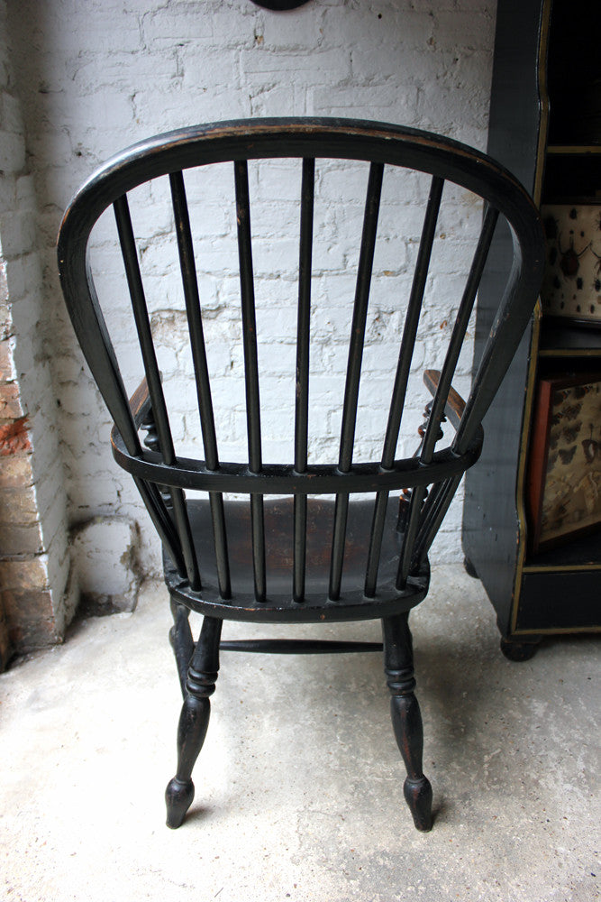 A Good Black Painted Stick-Back Windsor Armchair c.1820