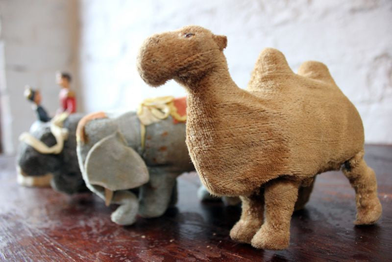 A Charming Group of Four Clockwork Toys to Include a Japanese Camel, Elephant, Bear & British Prince Charming