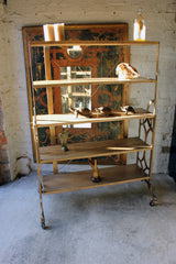 A Good Set of Cast-Iron & Pine Shop Display Metamorphic Table Shelves