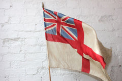A Desirable British Antique White Ensign Union Jack Flag on Pole c.1910