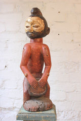 A Decorative Early 20thC North African Polychrome Carved Wooden Male Ancestor Figure