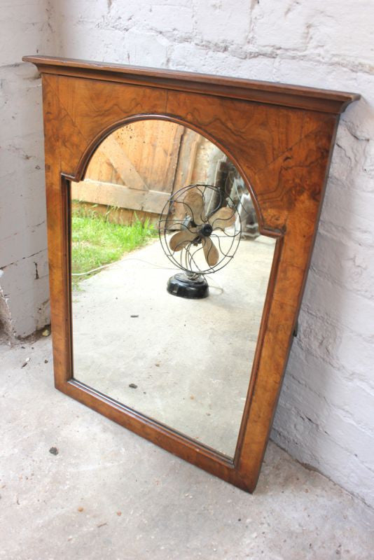 A Good Quality 19thC Figured Walnut Wall Mirror